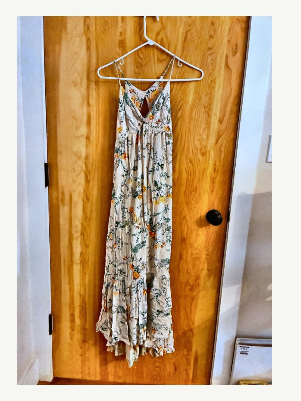 Billabong Floral Open Back Tiered Ruffle Maxi Dress Small